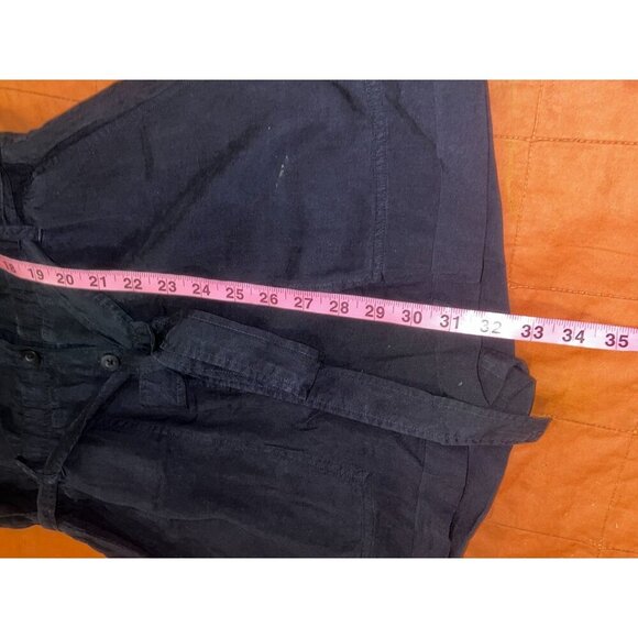 Bella Dahl Black Button-Down With Tie Waist & Pockets Women's Romper Size Small - Picture 7 of 8